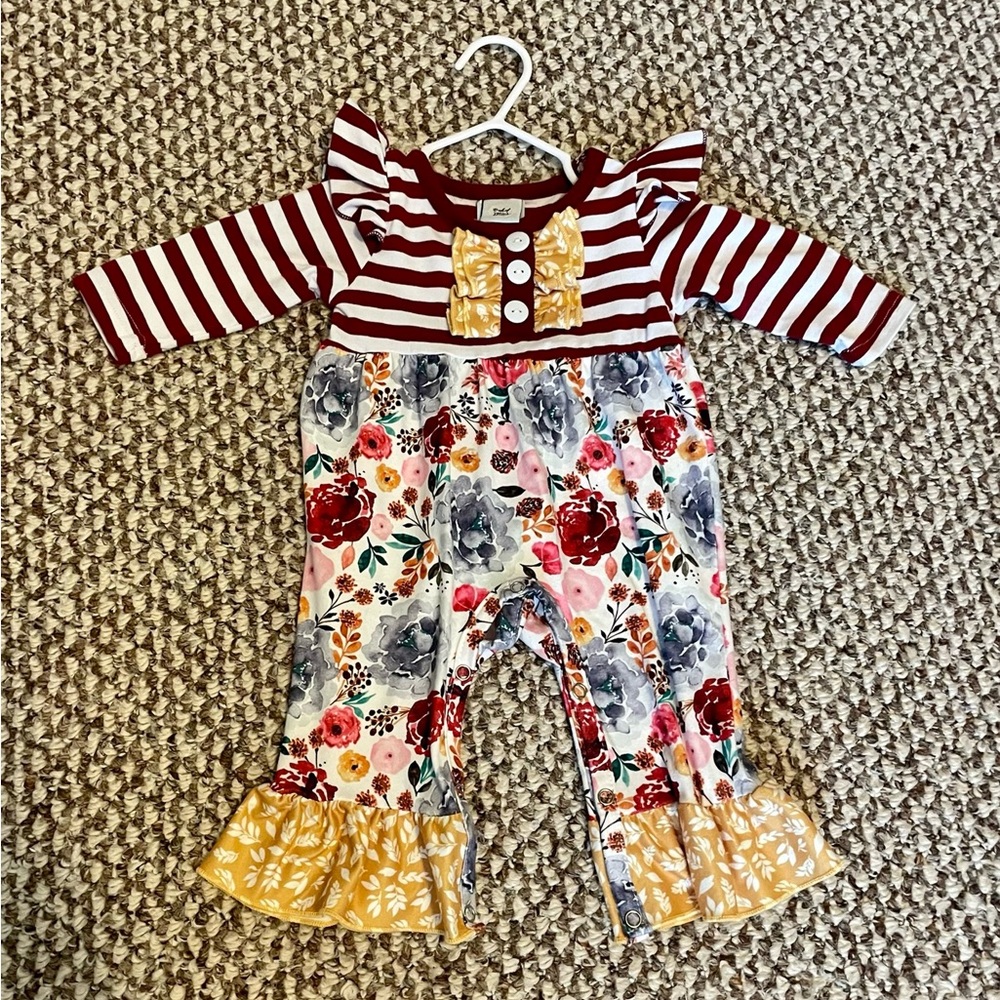 Floral and Striped baby romper